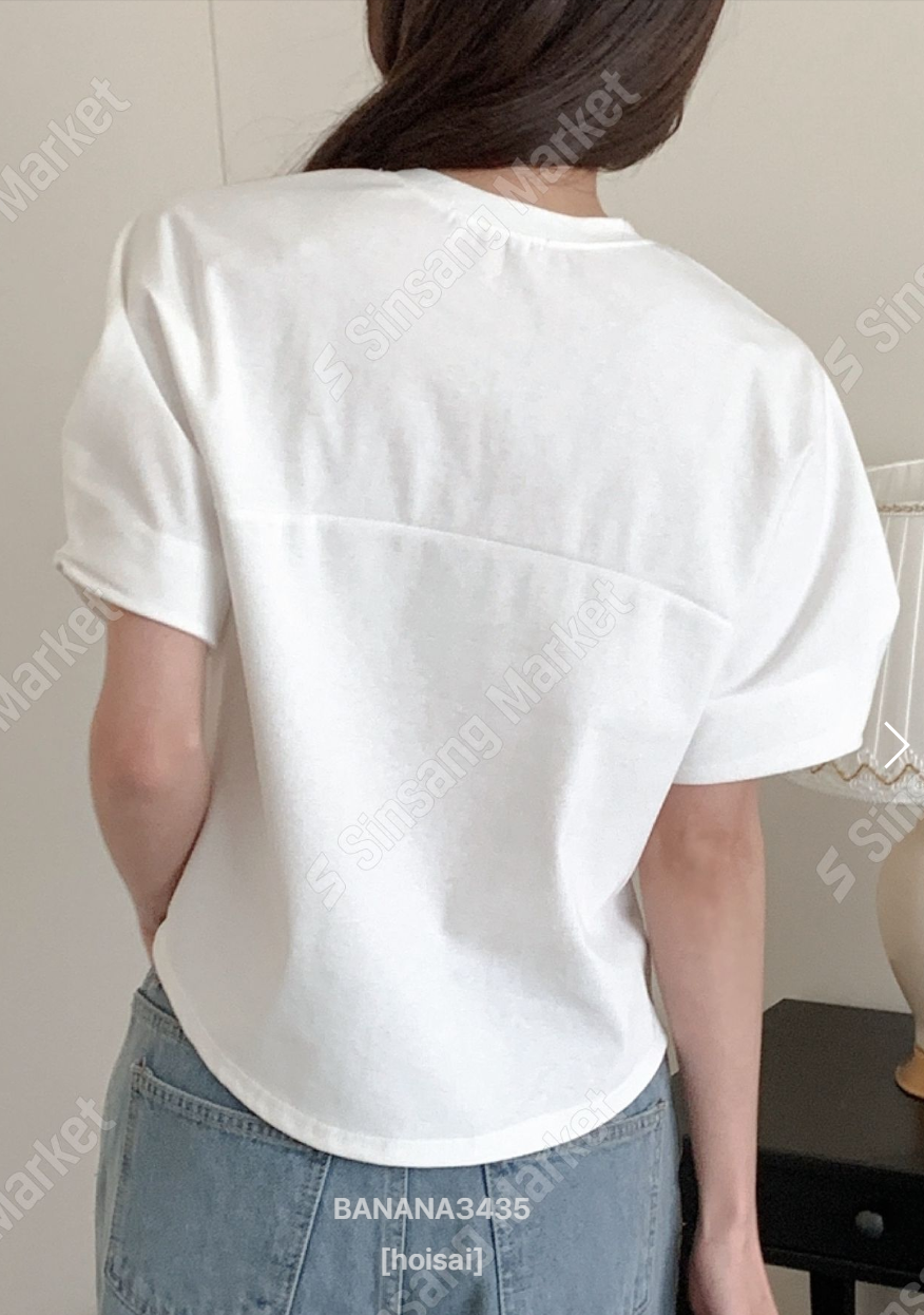 LBN60605 泡泡袖棉質短袖上衣 | 寬鬆圓領蓬袖T恤 Korean Puff Sleeve Cotton Top