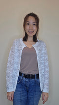 LS60603韓國閃石花卉珍珠鈕針織外套｜韓系氣質圓領 Cardigan Korean Rhinestone Floral Knit Cardigan