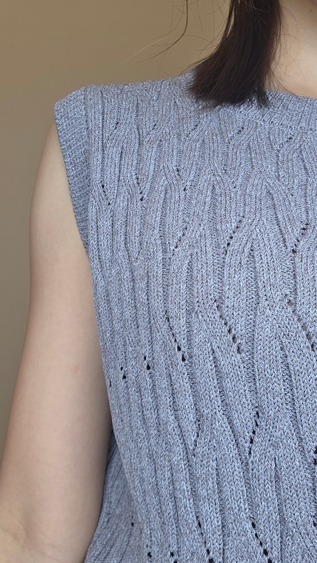 LS60607 韓國簡約鏤空針織背心｜修飾肩線寬鬆顯瘦 Sleeveless Knit Top