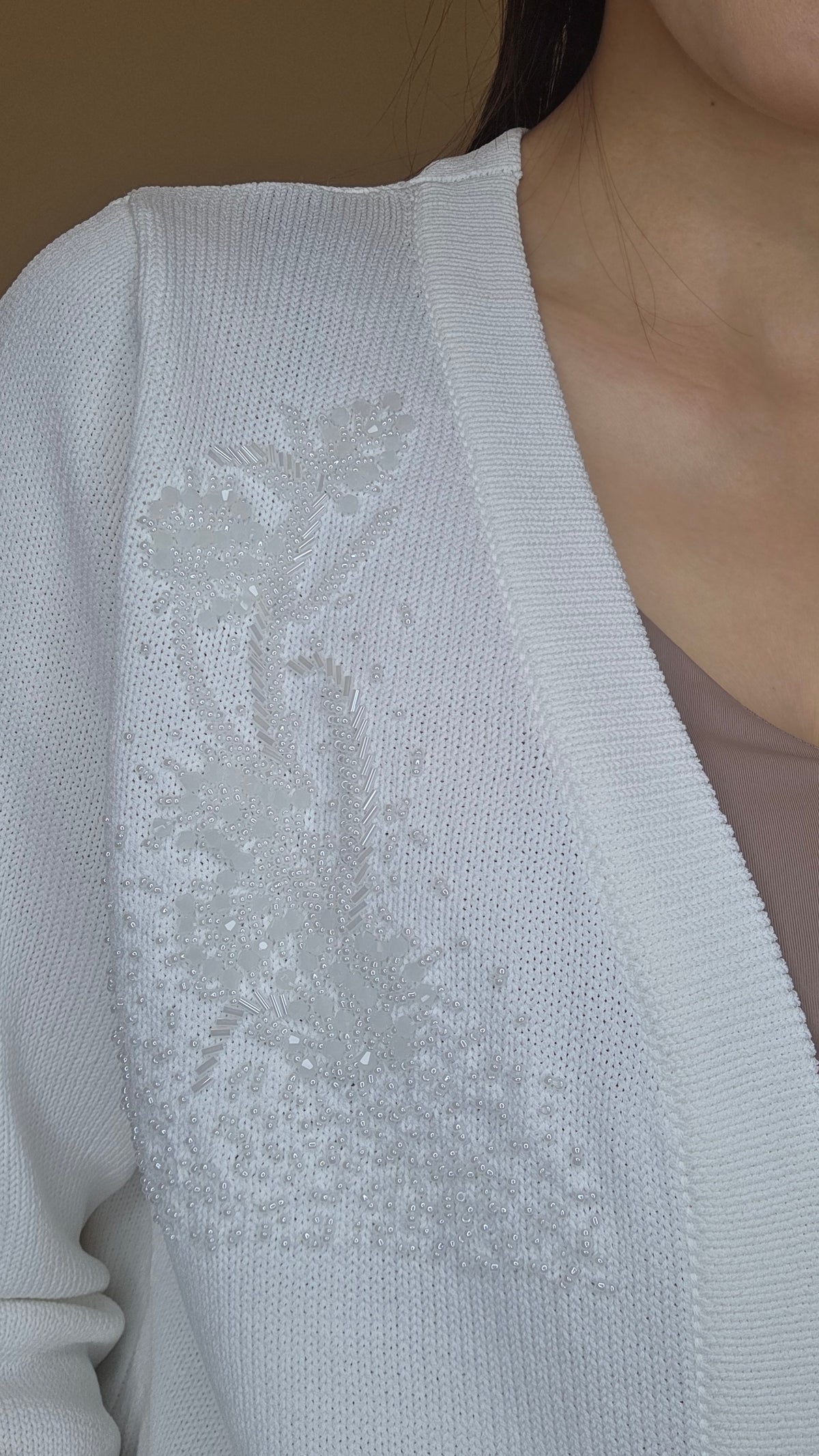 LS60613 韓國珠飾刺繡開胸針織外套｜優雅輕薄 Knit Cardigan