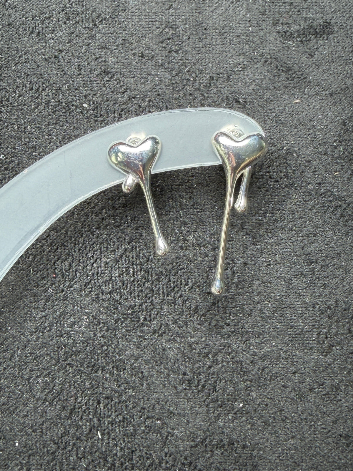 A27 Molten Heart Drop Silver Earrings