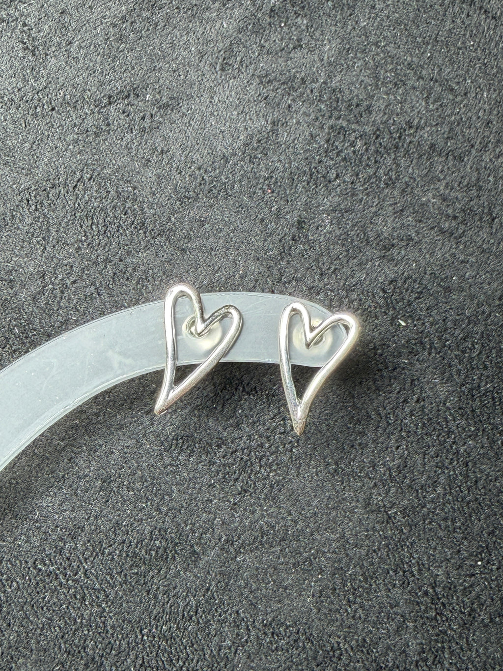 A28 Open Heart Silver Stud Earrings