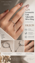 A29 Geometric Link Adjustable Silver Ring
