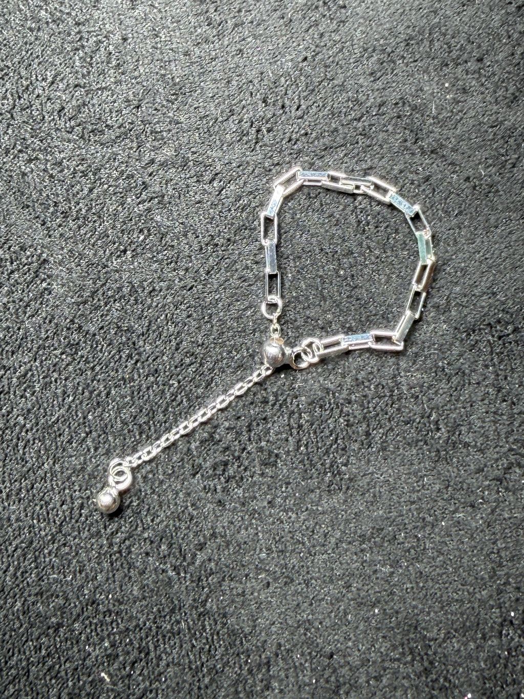 A29 Geometric Link Adjustable Silver Ring
