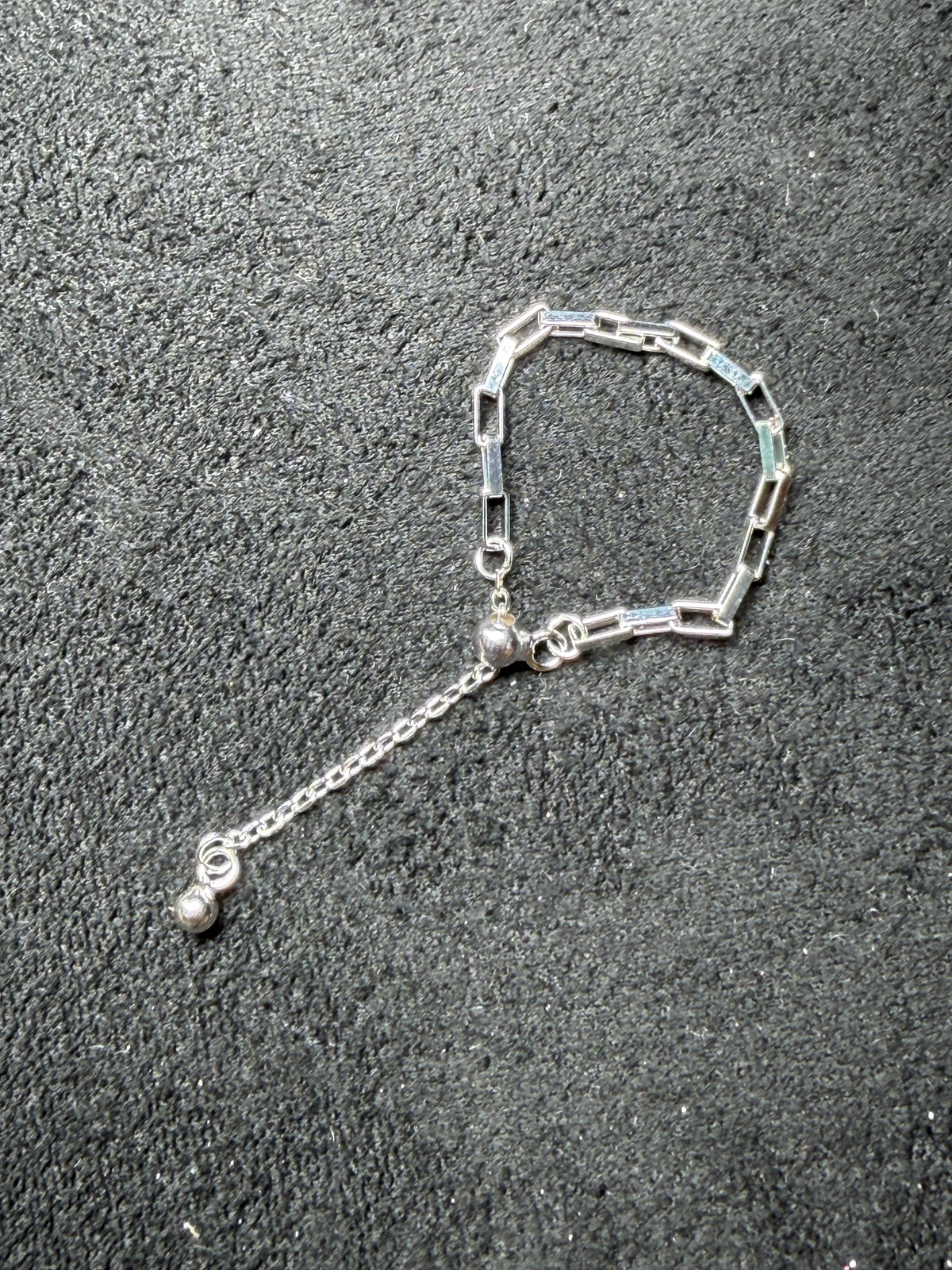 A29 Geometric Link Adjustable Silver Ring