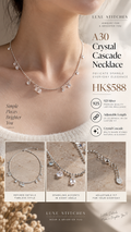 A30 Crystal Cascade Adjustable Silver Necklace