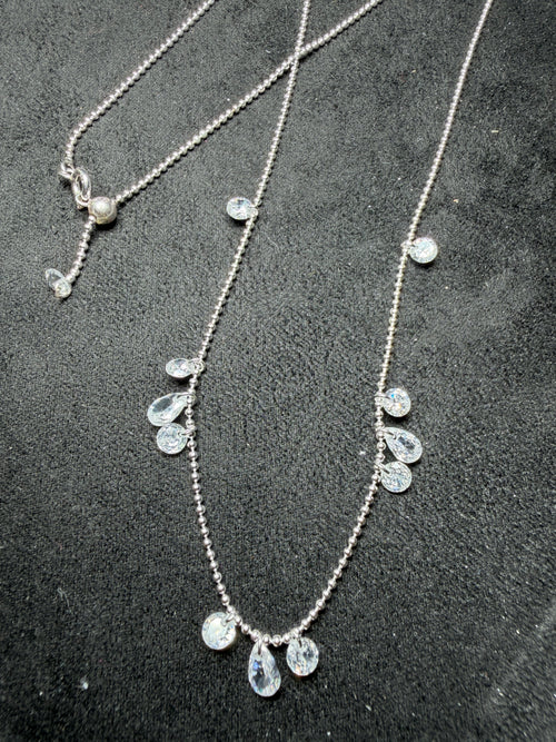 A30 Crystal Cascade Adjustable Silver Necklace