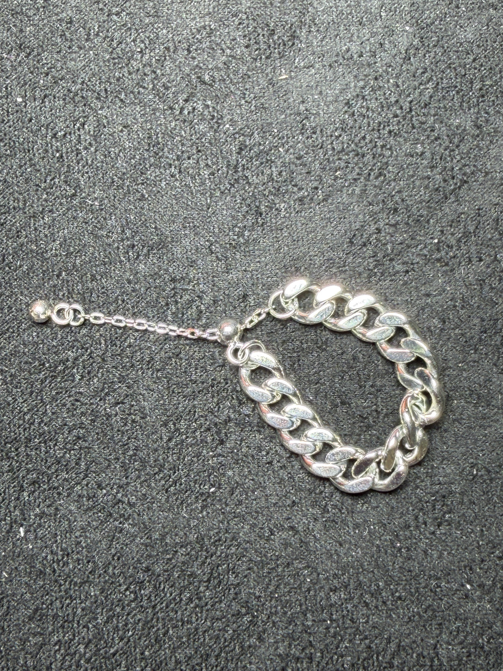A31 Chunky Curb Chain Adjustable Silver Ring