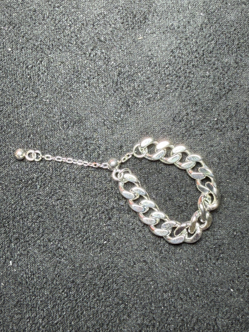 A31 Chunky Curb Chain Adjustable Silver Ring