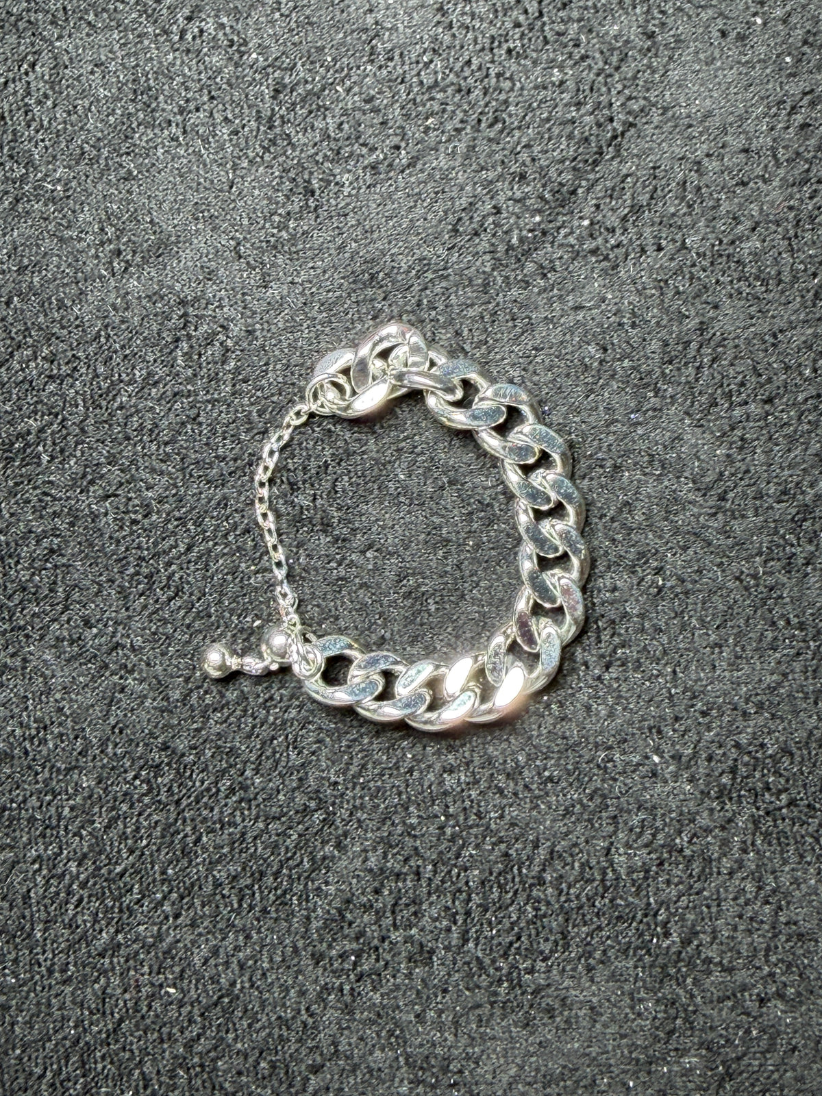 A31 Chunky Curb Chain Adjustable Silver Ring
