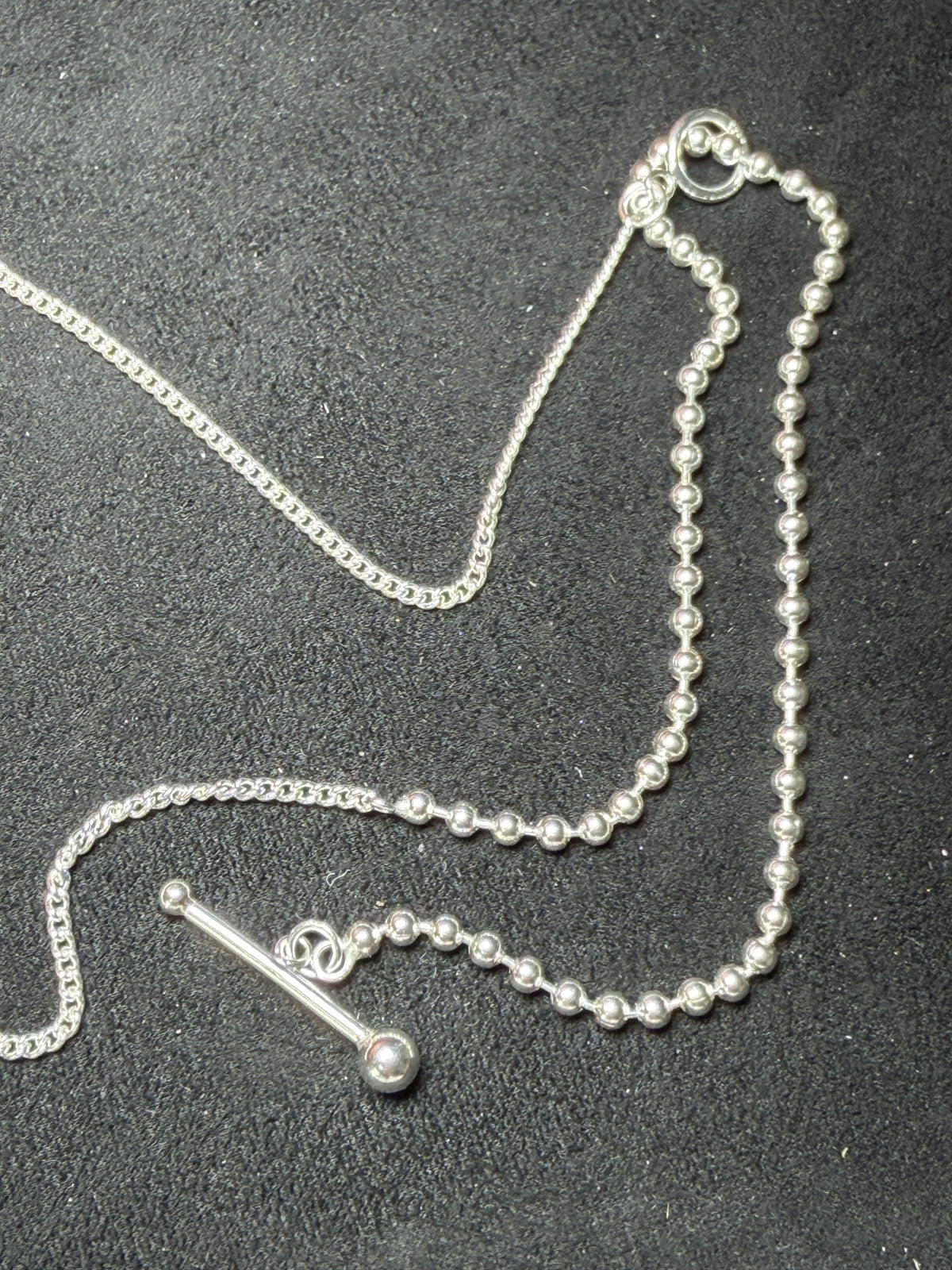 A32 Mixed Chain Toggle Silver Necklace