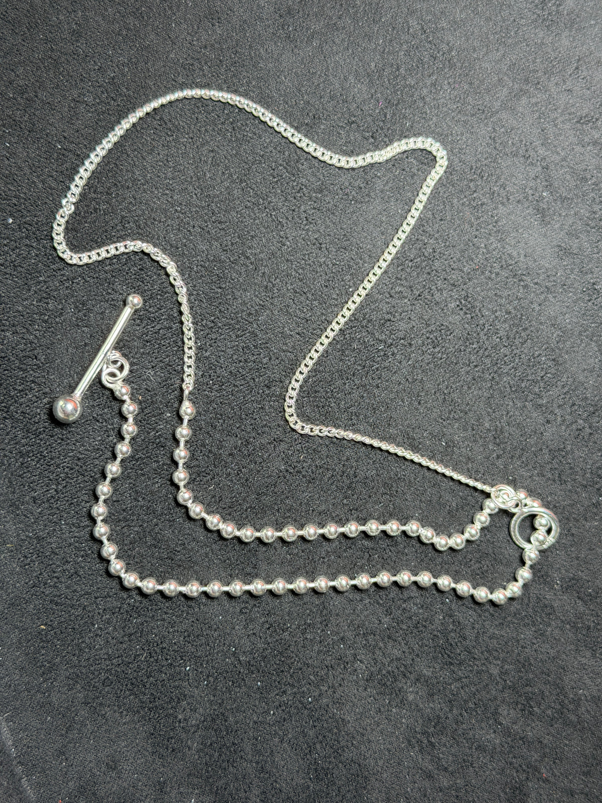 A32 Mixed Chain Toggle Silver Necklace