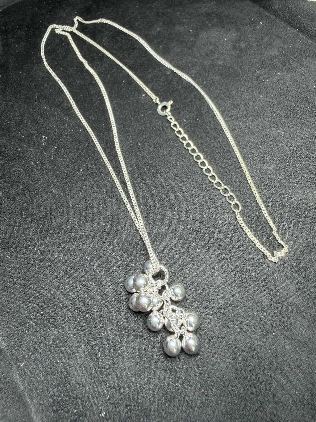 A36 Sculptural Silver Bead Cluster Necklace