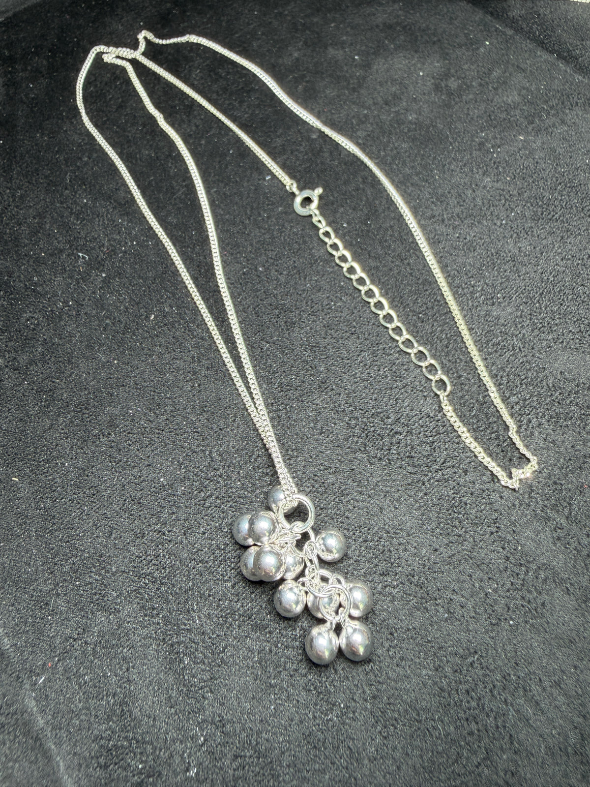 A36 Sculptural Silver Bead Cluster Necklace