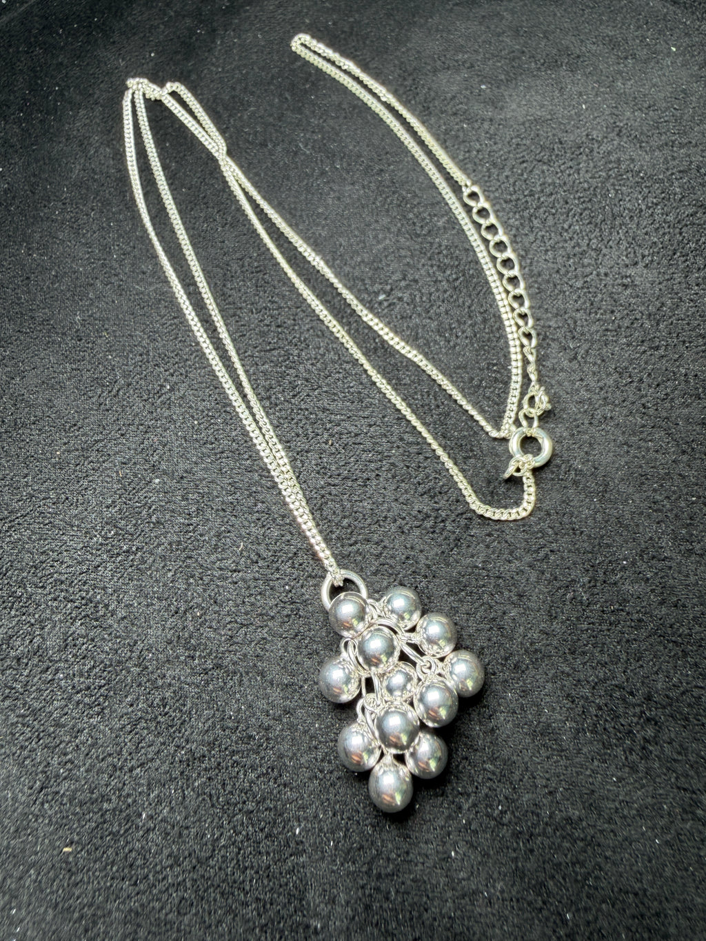 A36 Sculptural Silver Bead Cluster Necklace