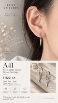 A41 Pavé Spike Hoop Brass Earrings