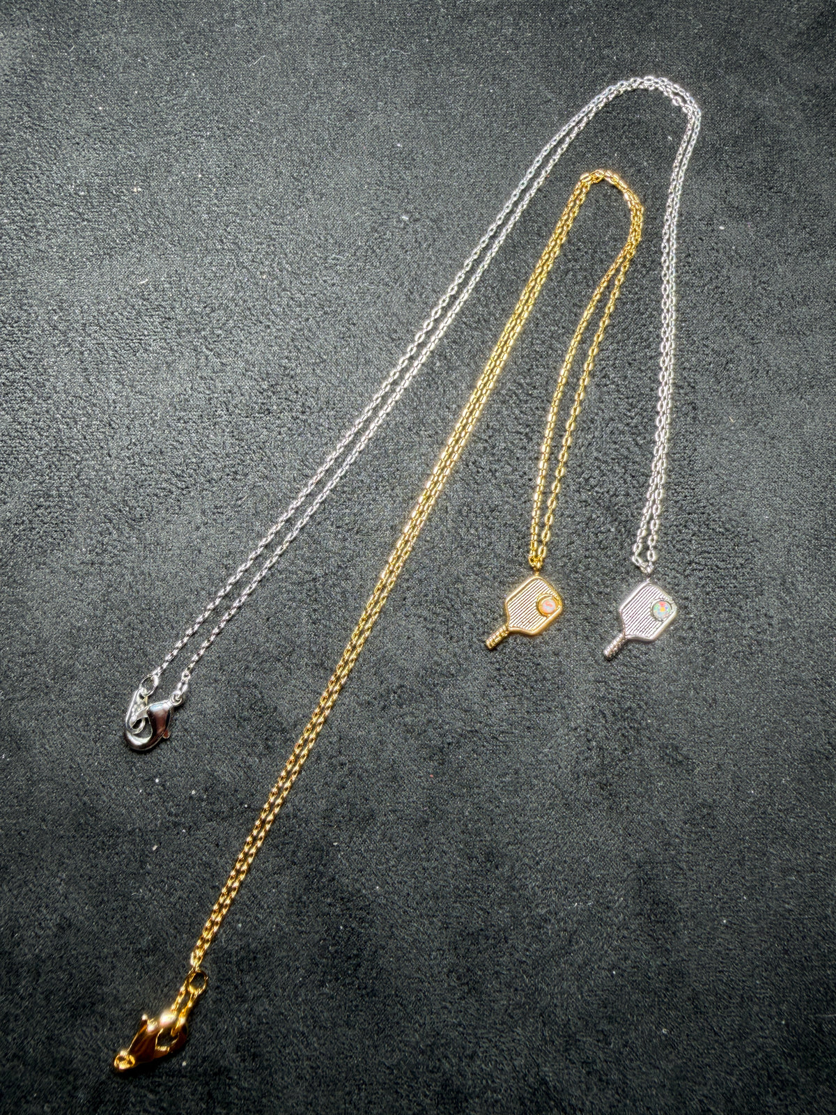 A42 Iridescent Pickleball Paddle Brass Necklace