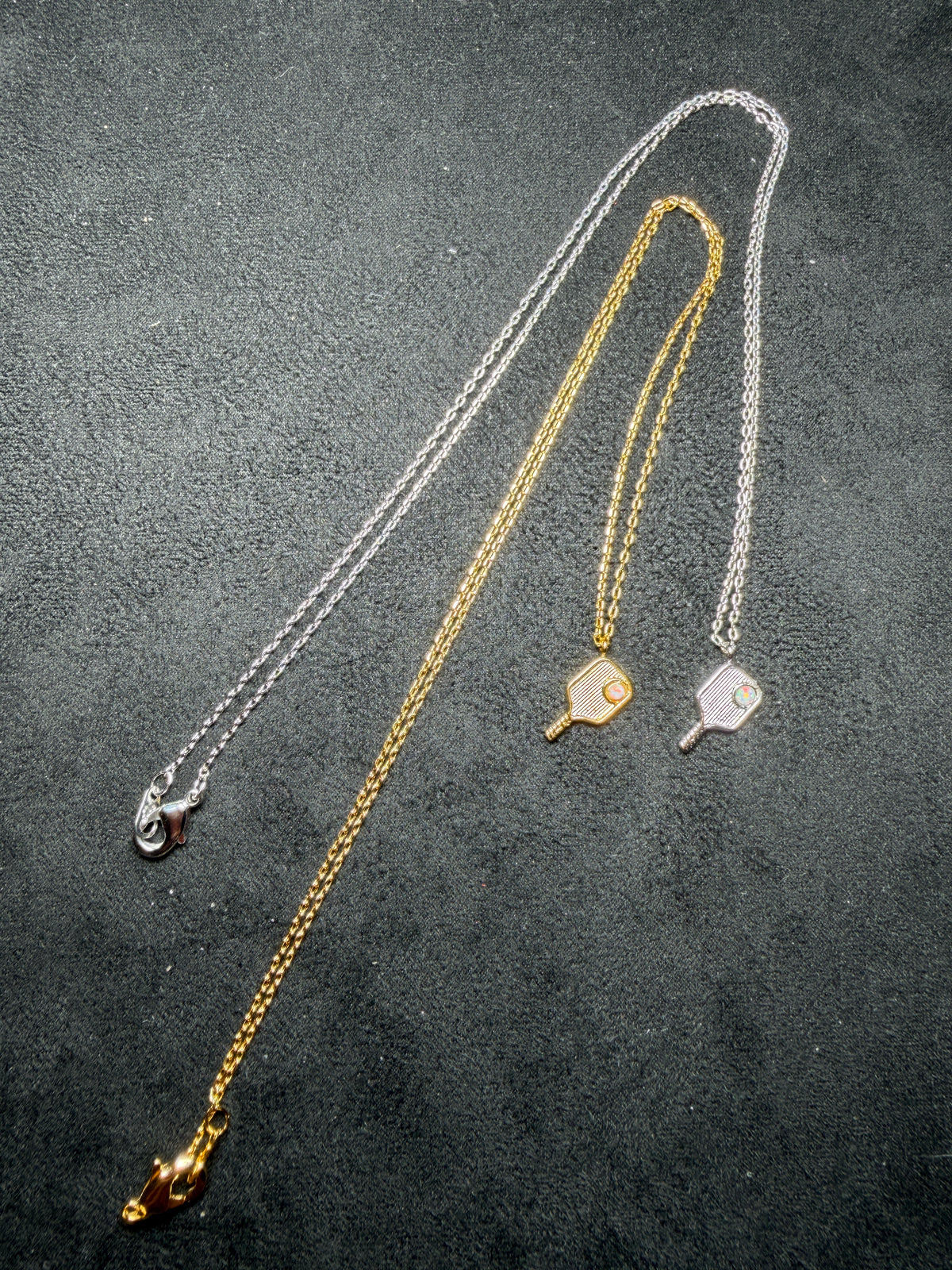 A42 Iridescent Pickleball Paddle Brass Necklace