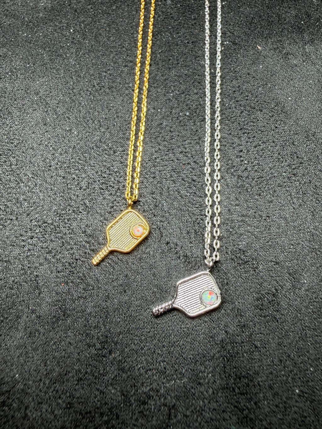 A42 Iridescent Pickleball Paddle Brass Necklace