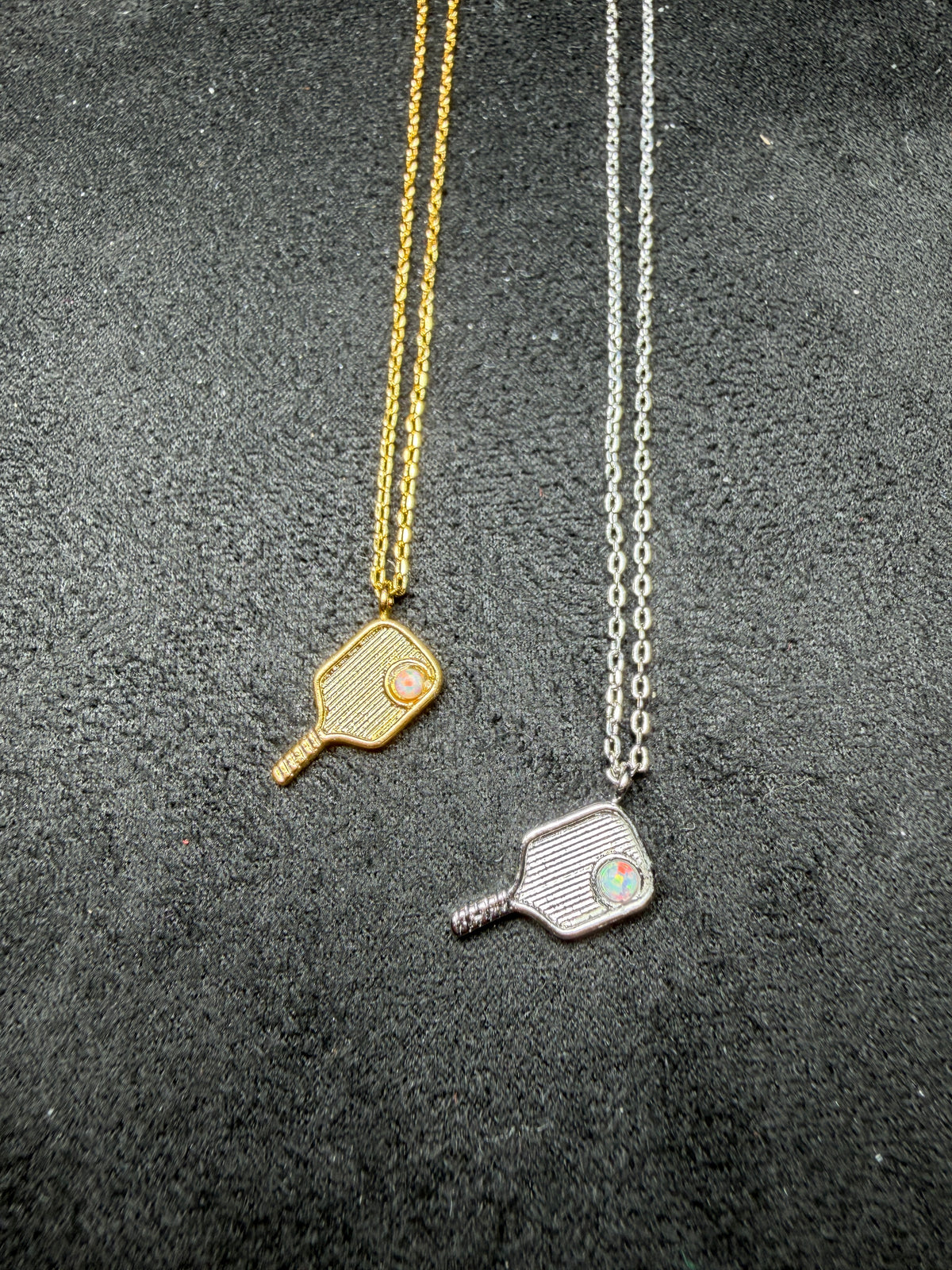 A42 Iridescent Pickleball Paddle Brass Necklace