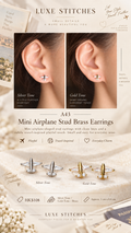 A43 Mini Airplane Stud Brass Earrings