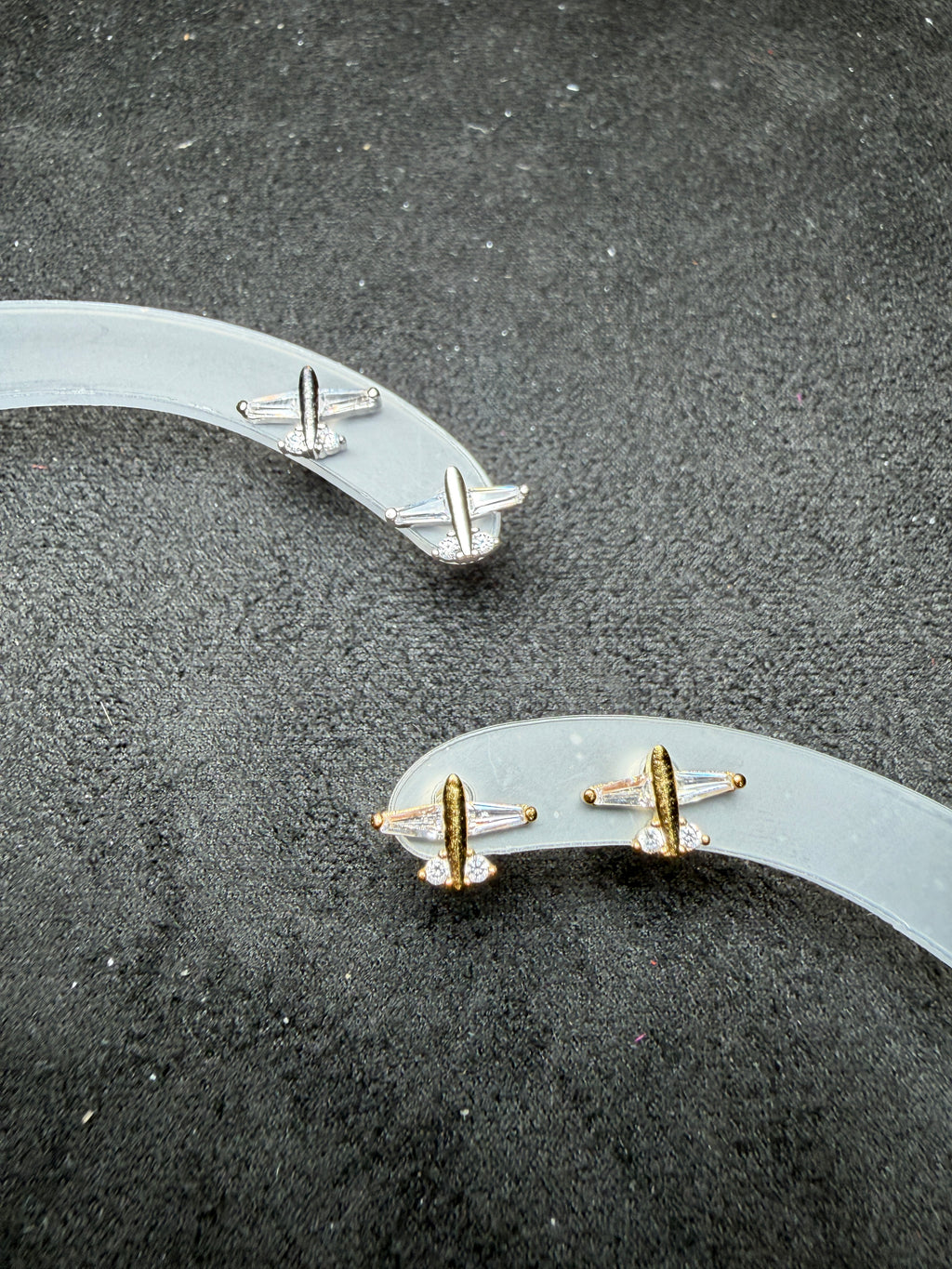 A43 Mini Airplane Stud Brass Earrings