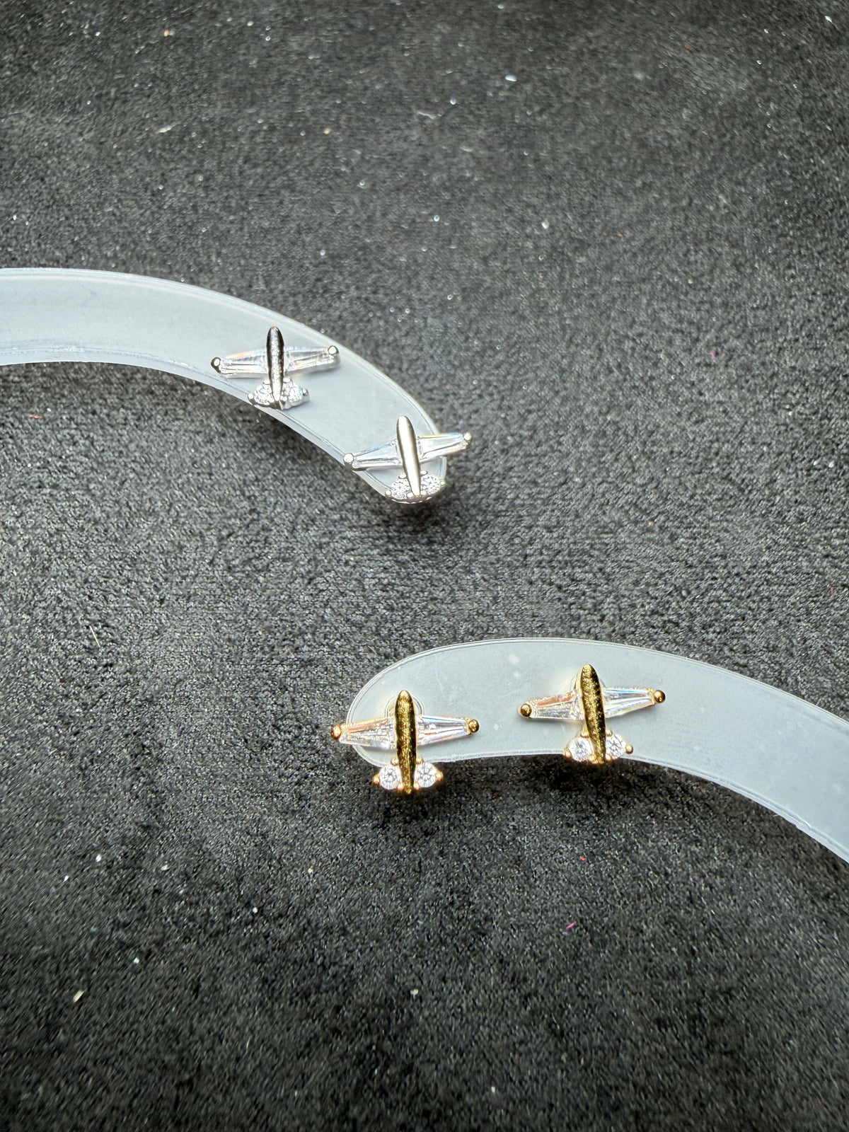 A43 Mini Airplane Stud Brass Earrings