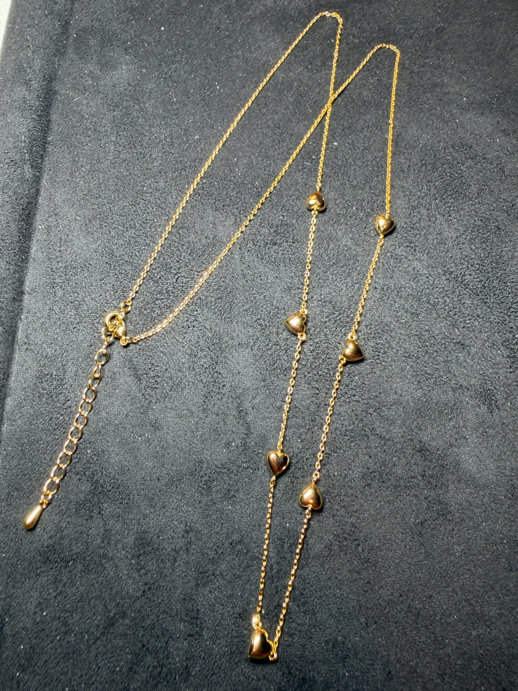 A45 Polished Heart Station Longline Brass Necklace