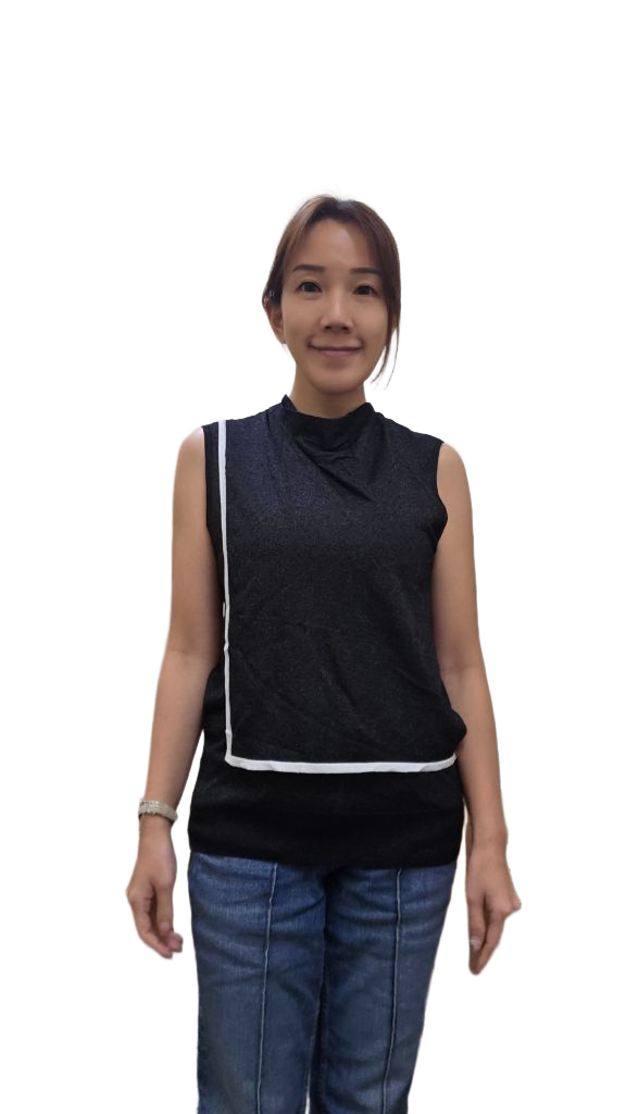 LS60619光絲不對稱交叉領無袖針織背心 | 撞色滾邊小企領上衣 Korean Draped Knit Vest TOPS