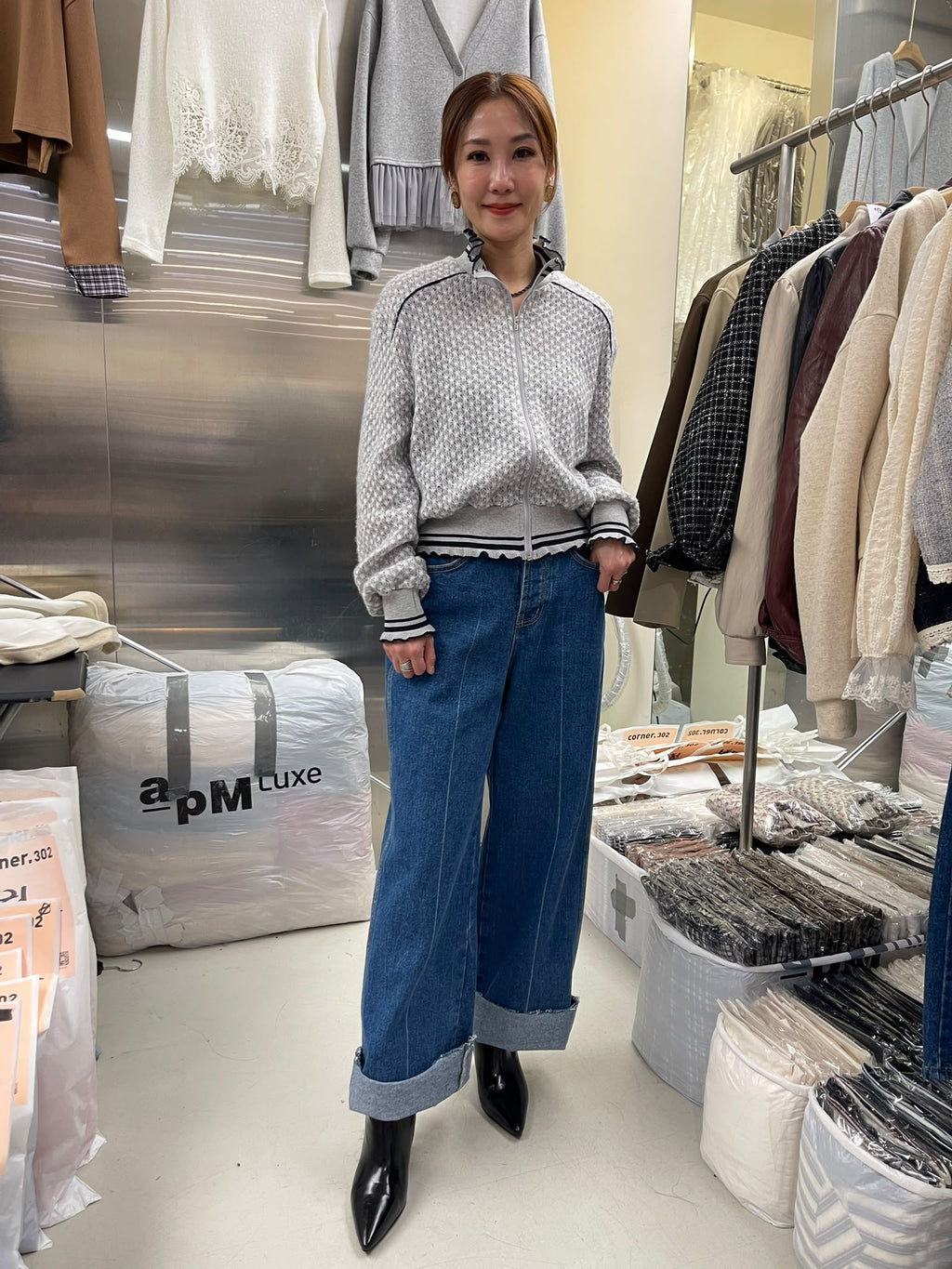 CN61006 CORNER302 韓系女裝上衣 Gray 灰色及 Navy 深藍色 產品實物相 5