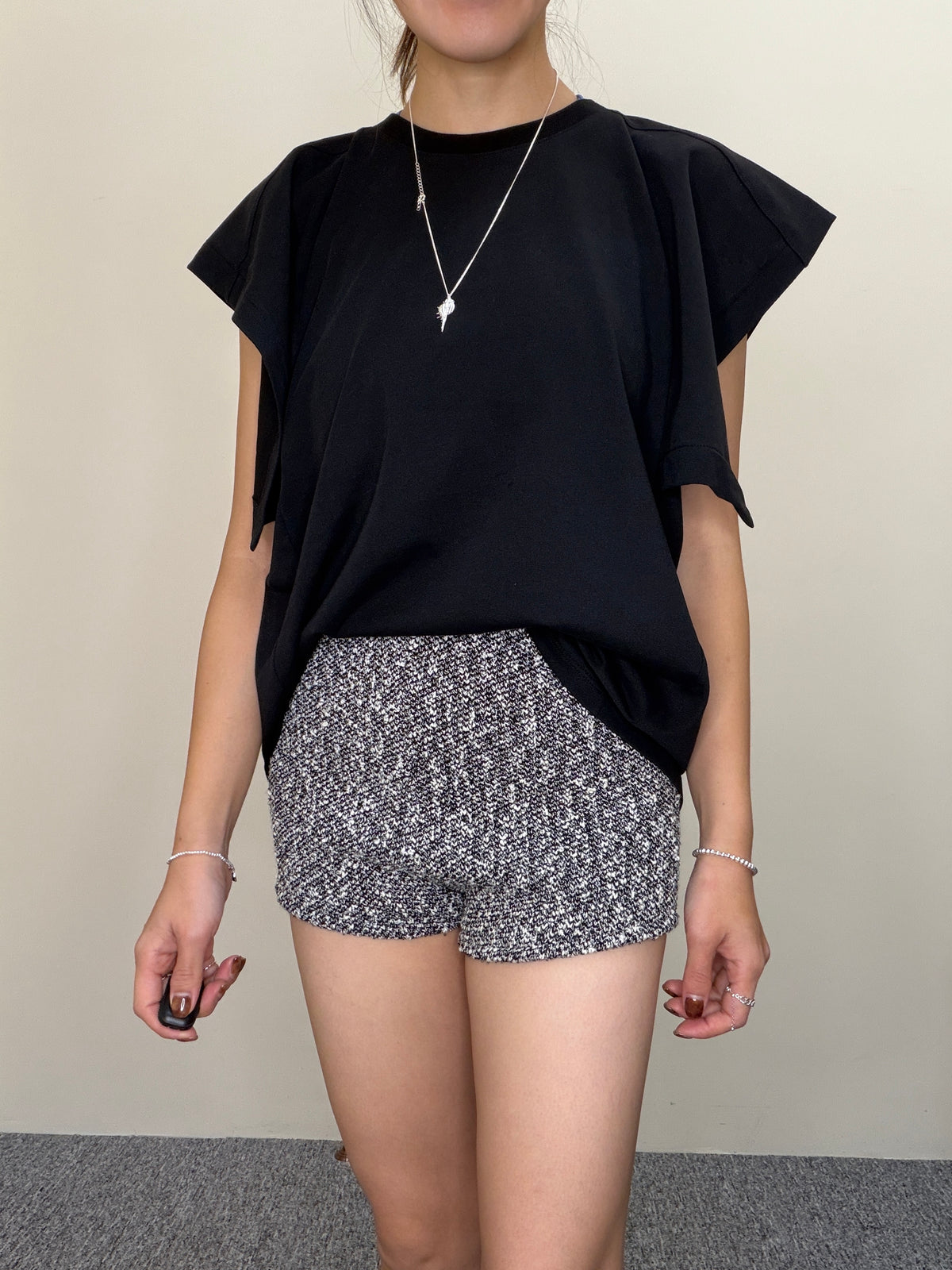 H39 Draped Flutter Sleeve Top