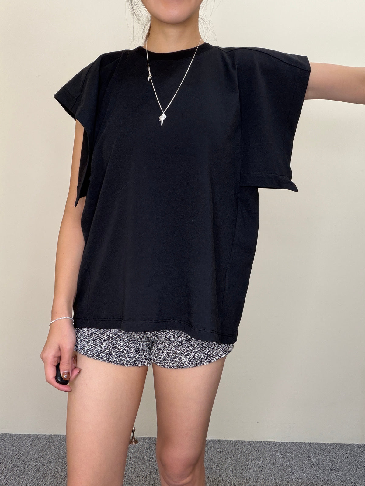 H39 Draped Flutter Sleeve Top