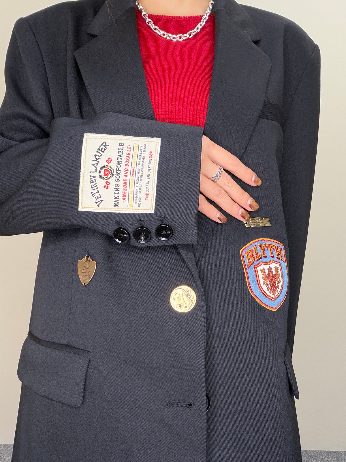 H64 Vintage Patch Oversized Blazer