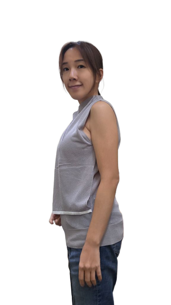 LS60619光絲不對稱交叉領無袖針織背心 | 撞色滾邊小企領上衣 Korean Draped Knit Vest TOPS
