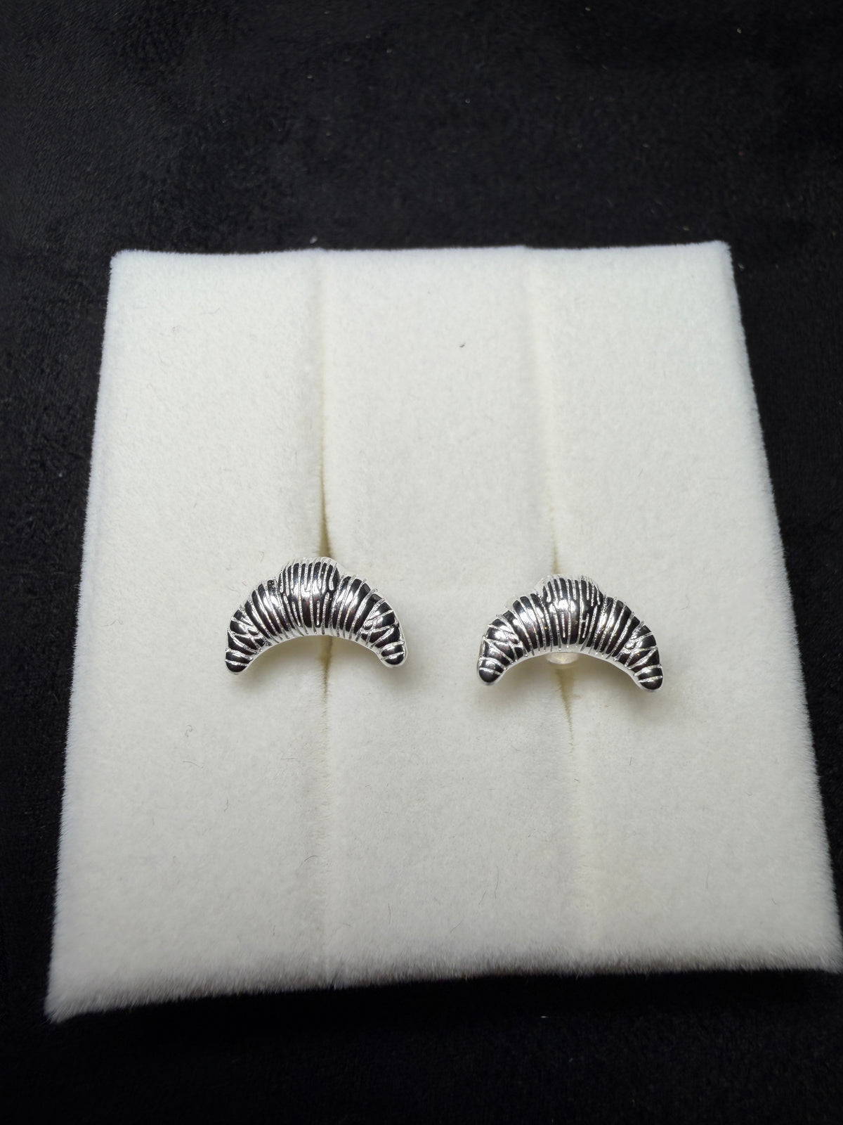 A09 Petite Croissant Silver Earrings