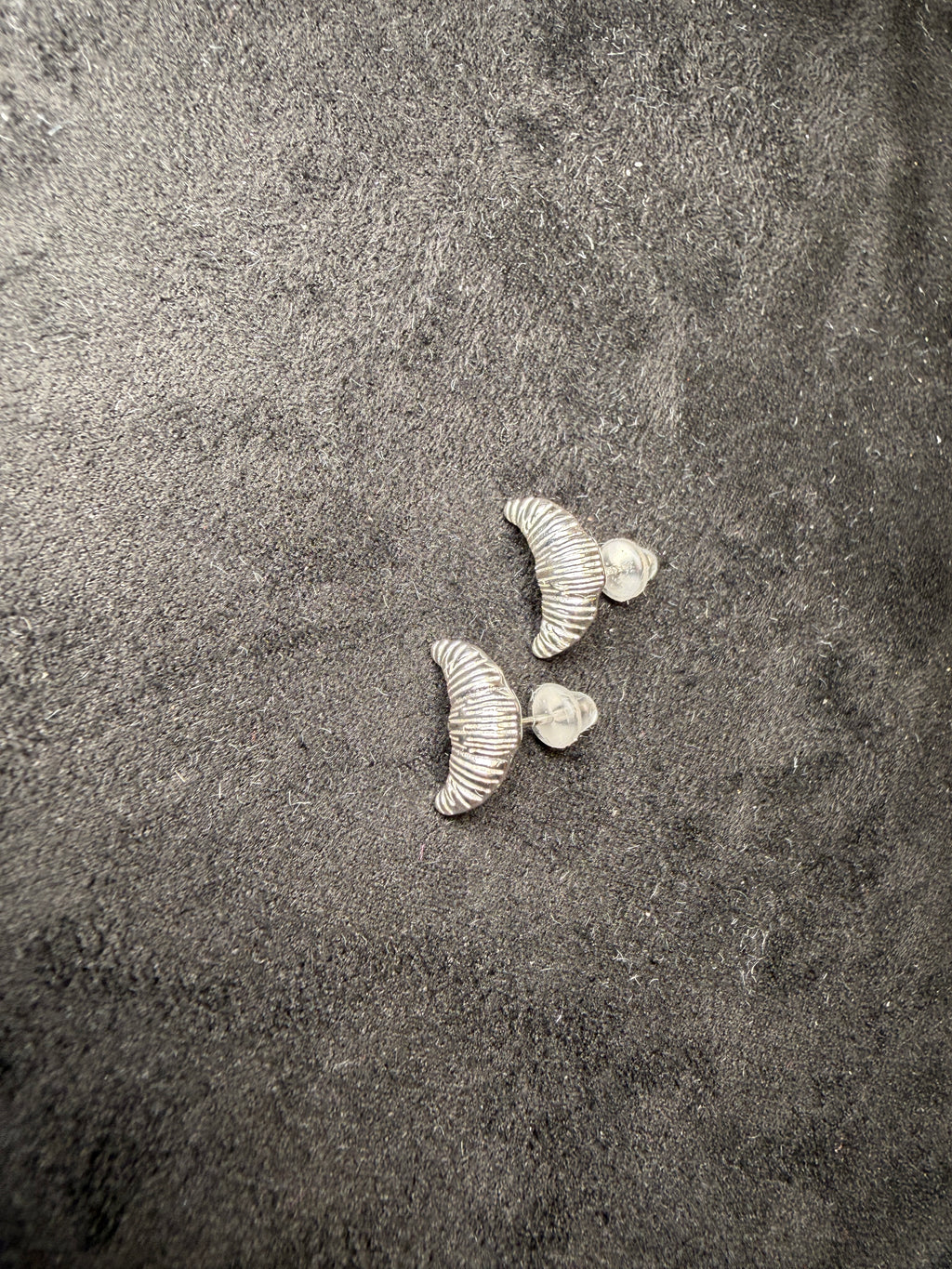 A09 Petite Croissant Silver Earrings