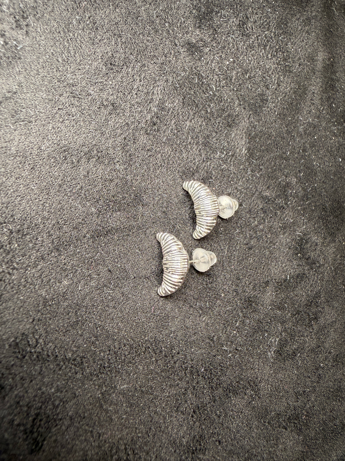 A09 Petite Croissant Silver Earrings