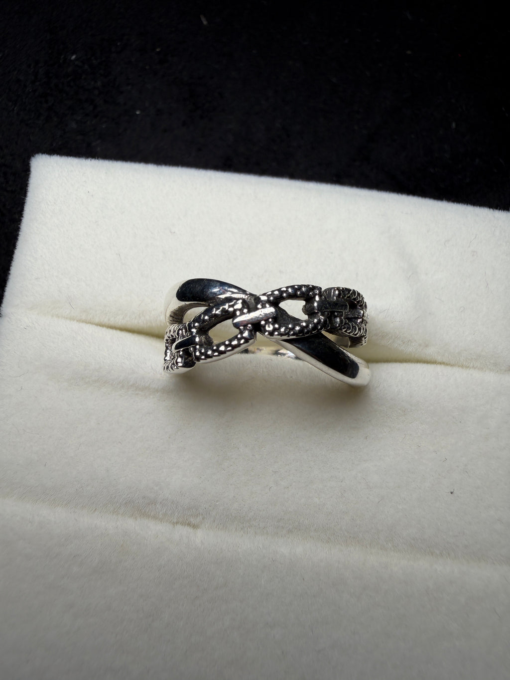 A13 Interwoven Chain Silver Ring