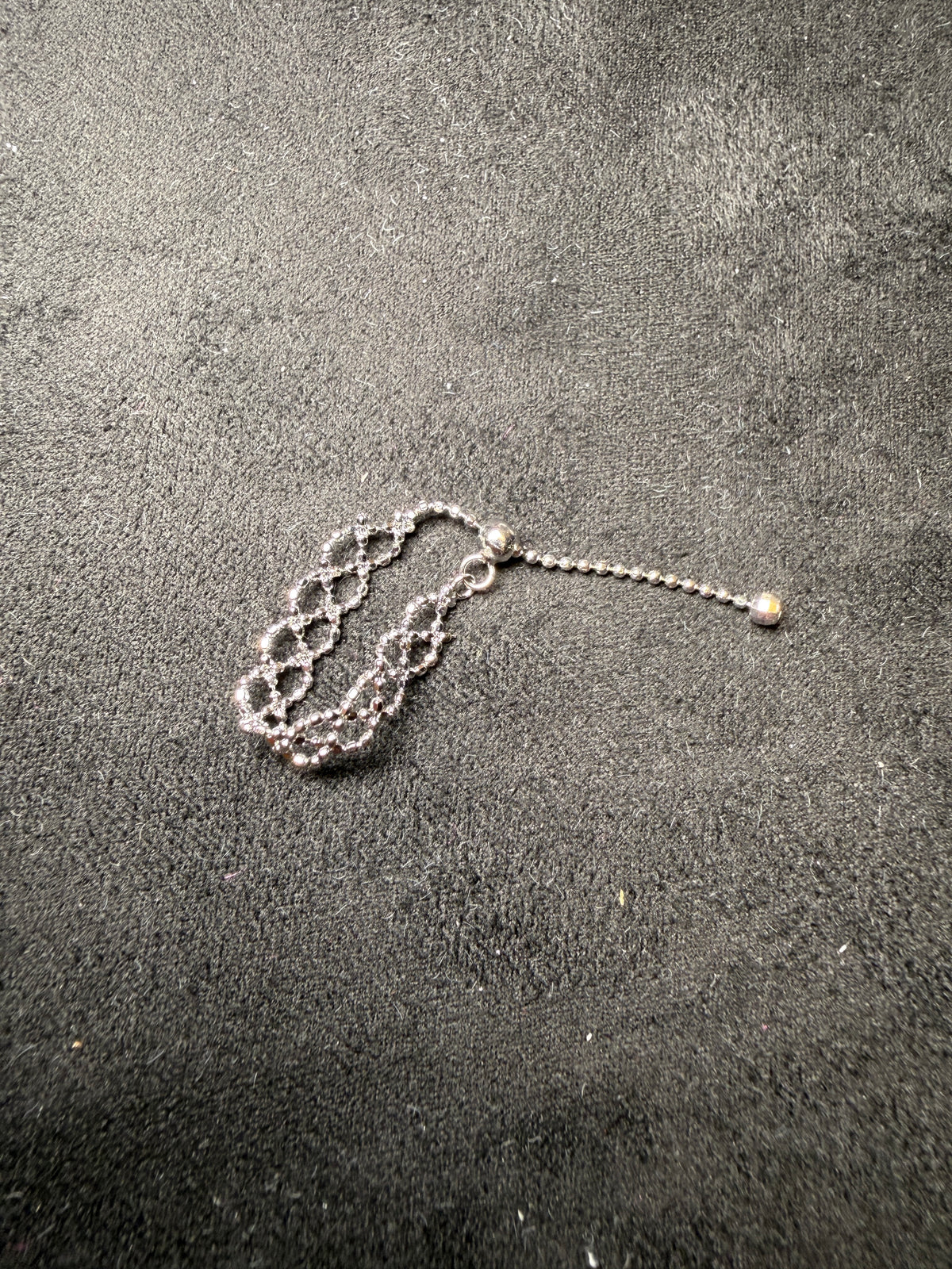 A15 Lace Chain Adjustable Silver Ring