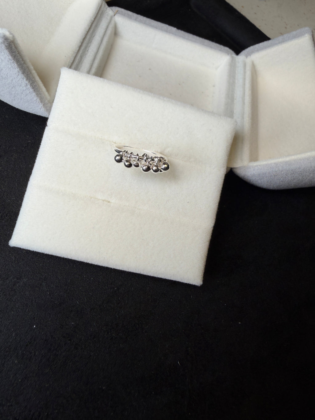 A18 Bubble Cluster Silver Pinky Ring