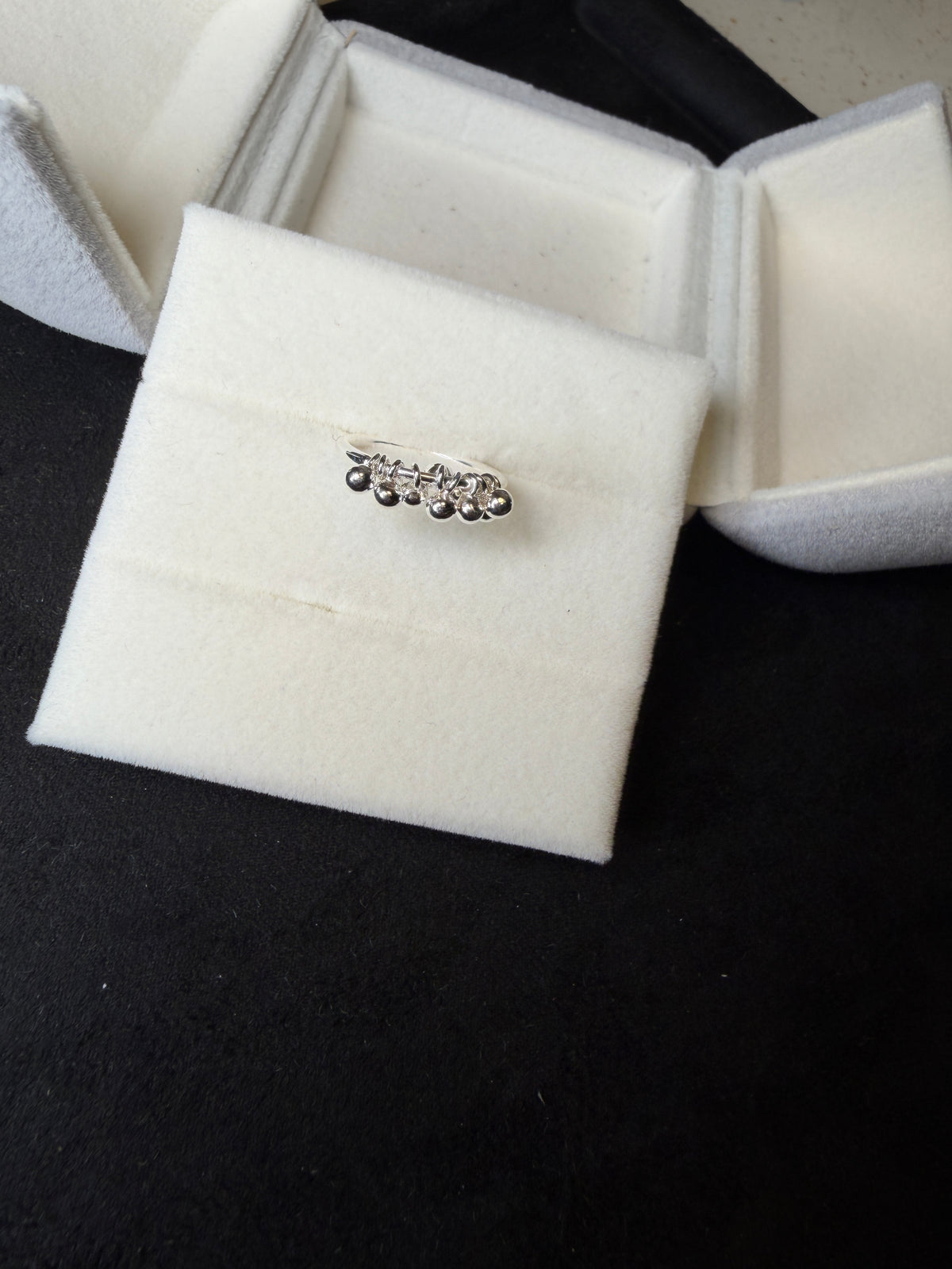A18 Bubble Cluster Silver Pinky Ring