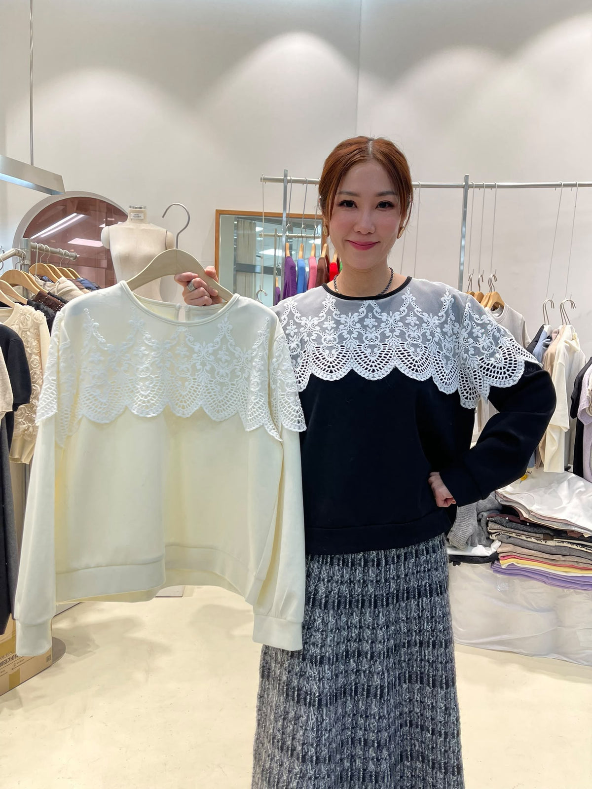 LUXE STITCHES INTRO ADORABLE LAD61004 蕾絲拼接圓領長袖上衣－商品圖片 6