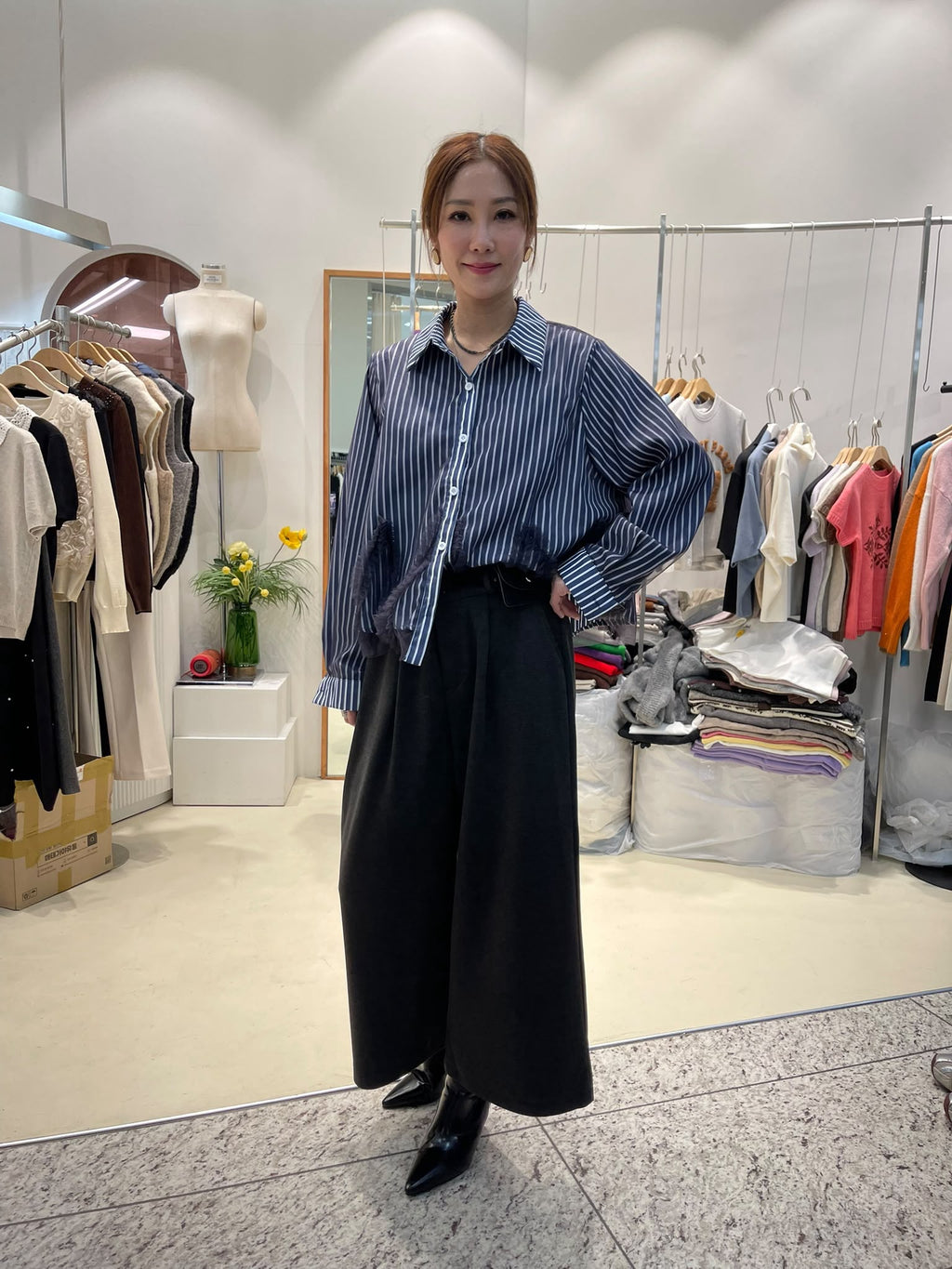 LUXE STITCHES INTRO ADORABLE LAD61005 直條紋拼接長袖襯衫－商品圖片 2
