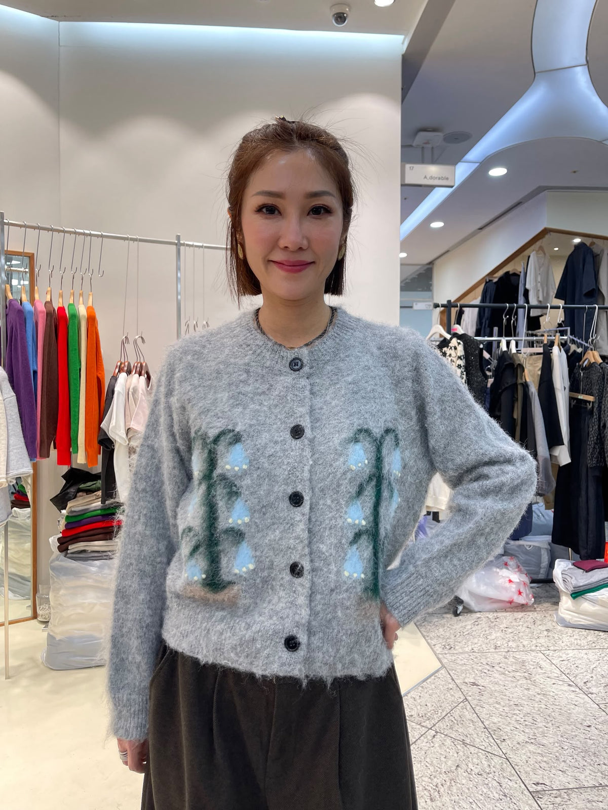 LUXE STITCHES INTRO ADORABLE LAD61018 花卉圖案圓領針織開衫－商品圖片 3
