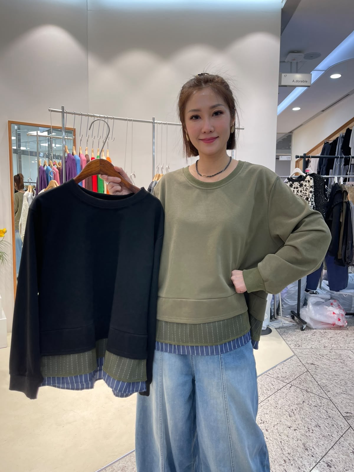 LUXE STITCHES INTRO ADORABLE LAD61025 條紋層次下襬長袖上衣－商品圖片 1