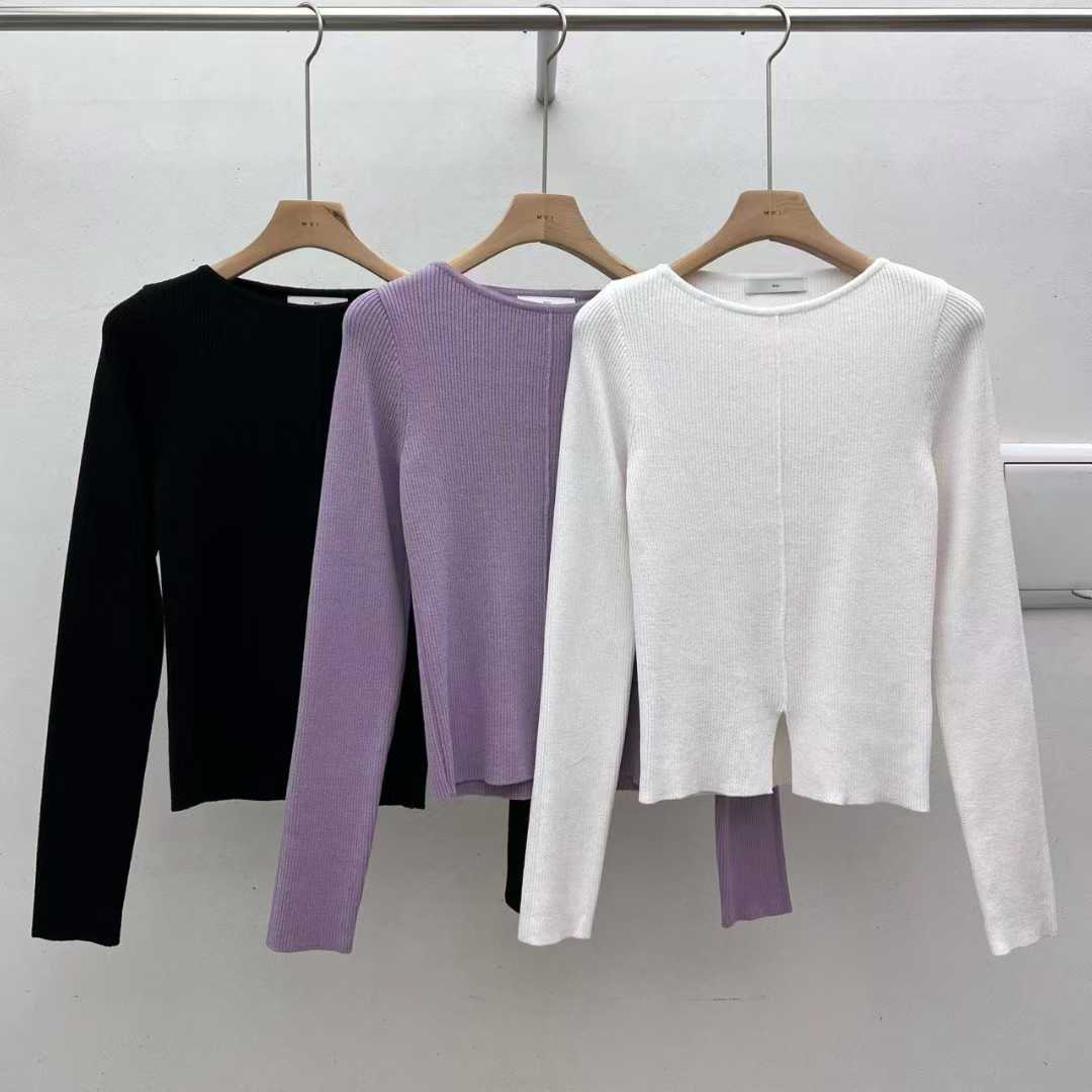 M20 Centre hem slit ribbed pullover