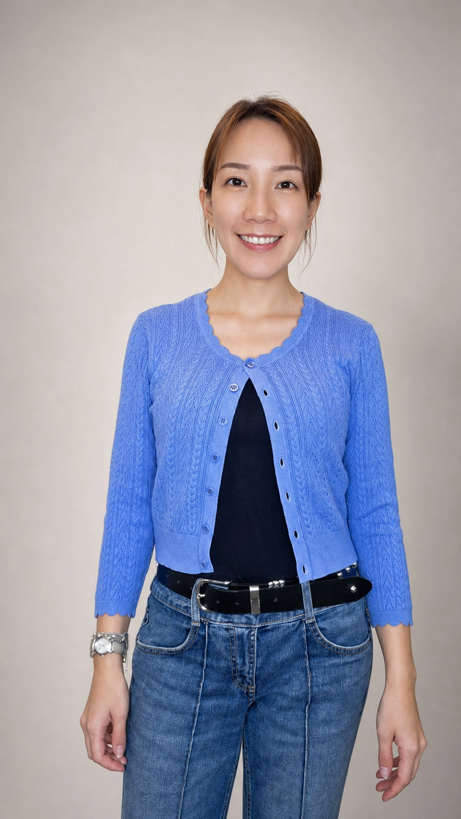 韓國糖果色短版針織外套｜韓系七分袖百搭 Cardigan Korean Cropped Knit Cardigan