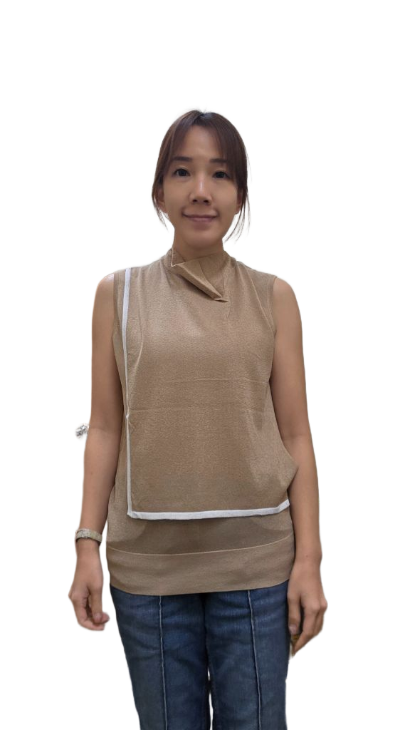 LS60619光絲不對稱交叉領無袖針織背心 | 撞色滾邊小企領上衣 Korean Draped Knit Vest TOPS
