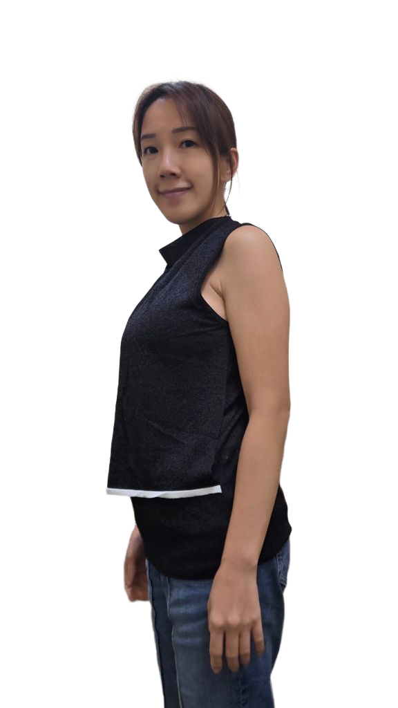 LS60619光絲不對稱交叉領無袖針織背心 | 撞色滾邊小企領上衣 Korean Draped Knit Vest TOPS