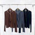 E21 Scarf Set Wool Button Long Sleeve T-shirt